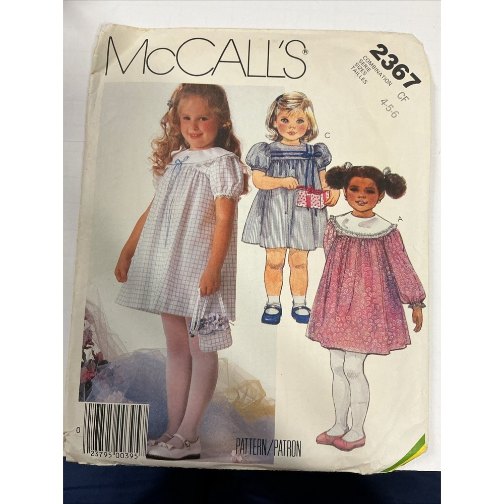 Vintage McCalls Sewing Pattern 2367 Childrens Dresses Sizes 4 5 6 Uncut